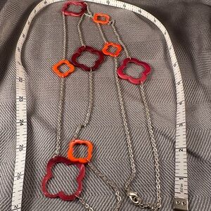 Chico's Vibrant Red and Orange Flower Necklace